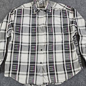 VTG 80s Krazy Kat Aztec MultiColor Embroidered Button Up Shirt L Western Rodeo